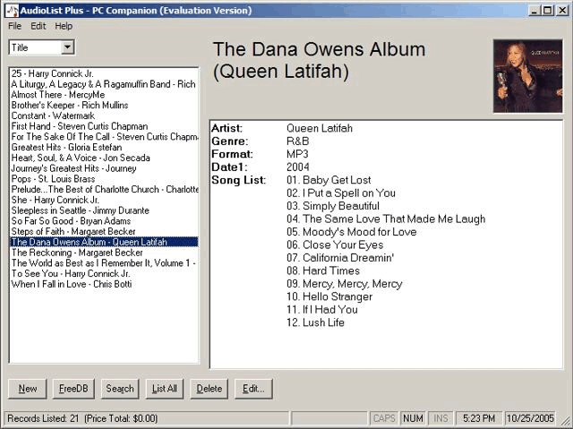 audio,cd,music,database,inventory,mp3,song,freedb,cddb,palm,pocket pc