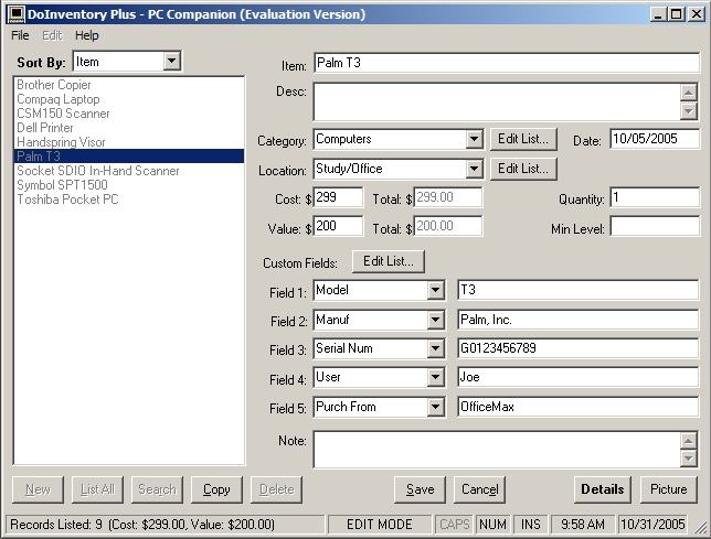 DoInventory Plus screen shot