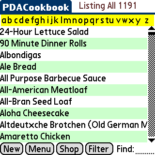palm os cookbook software
